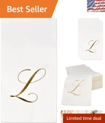 Elegant Gold Foil Napkins Monogram L - Perfect for Weddings & Celebrations - Image 1 of 4
