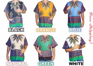 SALE Mens Cannabis Marijuana Leaf Dashiki Shirt 100% Cotton by American Dashiki - Picture 1 of 34