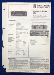 Becker Technische Info Anleitung / Europa II Stereo MU / Deutsch geschrieben - Bild 1 von 1