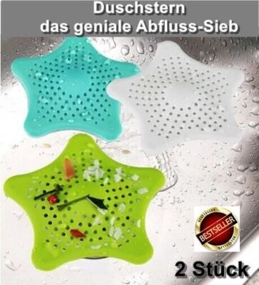 2 Stück Duschstern Universal Silikon Abflusssieb Spüle Dusche Haare Haarfänger  - Bild 1 von 4