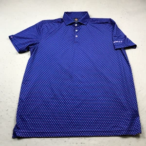 Donald Ross Polo Shirt Mens Large Blue Pink Abstract Loud Print Golf Ravisloe - Picture 1 of 10