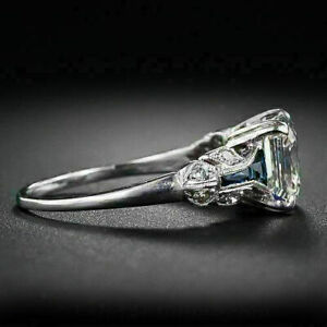 Engagement Ring Vintage Art Deco Sapphire 2.15Ct Diamond In 14K White Gold Over