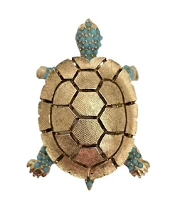 Spilla tartaruga Ciner Ballotini blu tono oro spilla testurizzata firmata, J63 - Foto 1 di 8