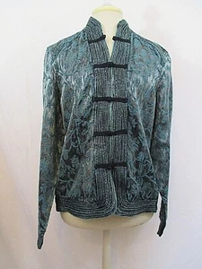Coldwater Creek Women's Mandarin Oriental Jacket Blue/Silver Lace Frog Fasten M - Picture 1 of 12