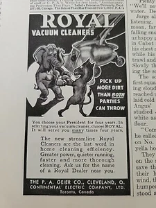 Royal Aspiradora 1936 burro elefante recoger más suciedad ambas partes anuncio - Imagen 1 de 1