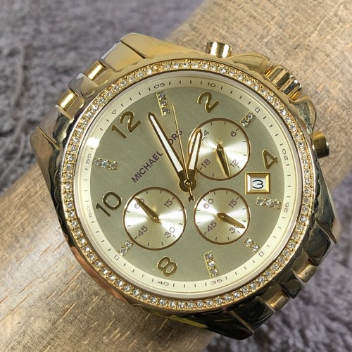 Orologio Michael Kors Glitz Donna MK 5347 Cronografo Tono Oro Quarzo 42mm 6 3 4"