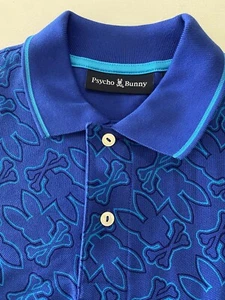 NWOT Psycho Bunny Pima Cotton Short Sleeve All Over Print Polo Shirt Boys L - Picture 1 of 9