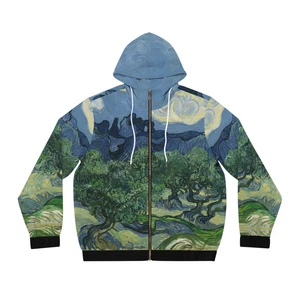 Vincent Van Gogh - Men's Polyester Hoodie - Olive Trees Landscape Painting Swirl - Picture 1 of 9