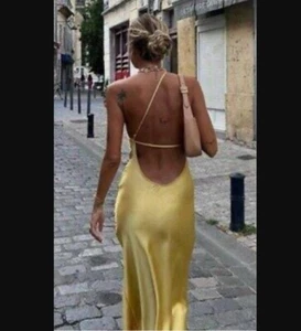 Zara Special Collection Medium size mustard gold backless summer dress Leng - Bild 1 von 8