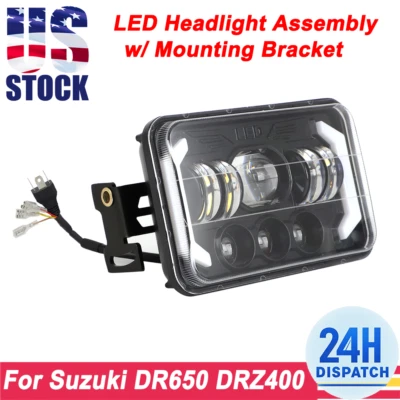 Conjunto de faros LED para motocicleta Suzuki DR650 DRZ400 con soporte de montaje EE. UU. Foto 1 de 4