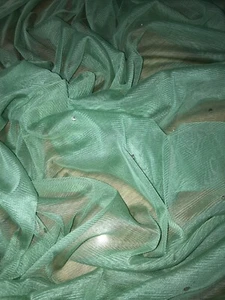 1 mtr soft green diamante,tutu,decoration,bridal tulle net fabric..45” wide - Picture 1 of 5