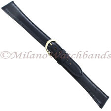 18mm Milano Black Padded Stitched Genuine Calfskin Leather Mens Watch Band XXL