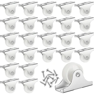 24 Pcs 1" Small Casters Wheels Mini Rigid Non Swivel Fixed Castor Wheels White - Picture 1 of 11