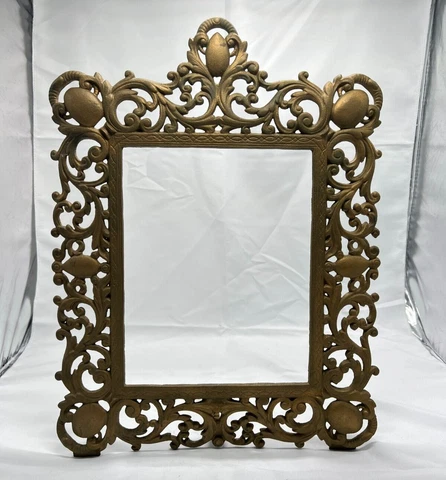 ANTIQUE BRASS PHOTO FRAME - Mid Century Hollywood Regency - Fits 8 X 10 Picture Cover