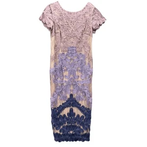 JS Collections Womens Evening Dress Size 10 Purple Floral Lace Cocktail Party - Picture 1 of 12