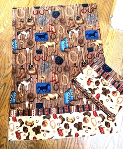 WESTERN Theme Cowboy Boots Guitars & More Vintage Pair Pillowcases - Picture 1 of 1