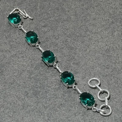 Brazalete facetado apatita forma ovalada piedras preciosas hecho a mano moda joyería étnica 7" Foto 1 de 4