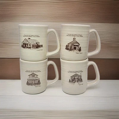 4 tazas de gres promocionales Doral Village of Tobbacoville años 90 de colección, Carolina del Norte Foto 1 de 4