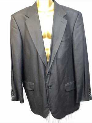 De Colección Para Hombre Oscar De La Renta Tejido Negro 100% Seda Traje Chaqueta 44R Lujo Gótico Foto 1 de 4