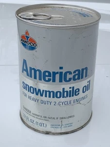 Aceite de moto de nieve americana AMOCO de colección lata de 1 cuarto de galón completamente de metal/estaño - Imagen 1 de 4