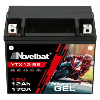 Novelbat GEL Motorrad Batterie YTX12-BS 12V 12Ah GEL YTX12-4 GTX12-BS - Bild 1 von 4
