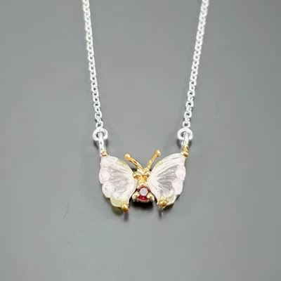 Handmade Natural Tourmaline Necklace 925 Sterling Silver 17.5"/N27192 - Image 1 of 4