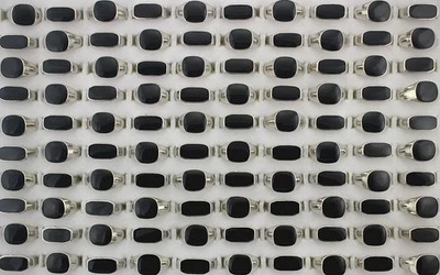 Lote a granel de 32 piezas de anillos de esmalte negro de moda mixta para mujer y hombre Foto 1 de 4