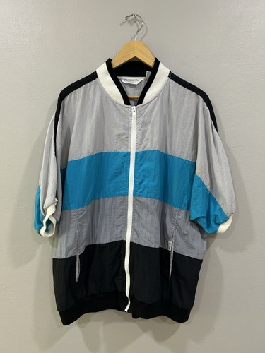 Giacca a vento vintage Christian Dior Monsieur manica corta colorblock XL