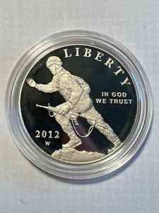 2012-W Infantry S$1 Commemorative Silver Dollar, GEM CAMEO PRISTINE PROOF - Picture 1 of 2