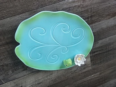 Grasslands Road Frog Lilypad Appetizer Plate. 11 Inches By 8.5 Inches - Image 1 of 4