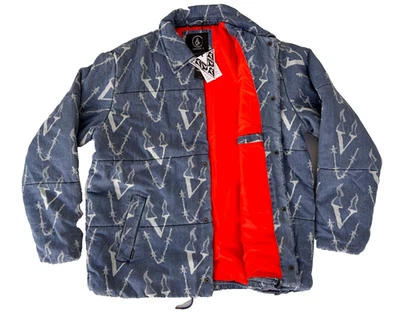 VOLCOM  & FERGADELIC MEN'S DENIM DOWN JACKET SIZE: X-LARGE. - Image 1 of 4