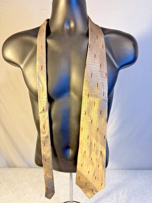 Corbata de cuello vintage NEO Bill seda blass para hombre patrón abstracto dorado Foto 1 de 3