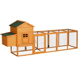 PawHut Chicken Coop W/ Extra Large Run Wooden Hen House W/ Slide-out Tray - Picture 1 of 11
