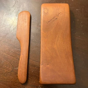 Vintage Chasnoff-Azulay Wooden Dough Scraper & Spatula Set - Handcrafted - Picture 1 of 5