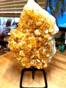 Citrine Crystal Gemstone Energizing Sunny Healer Geode With Stand Specimen 562 - Picture 1 of 12