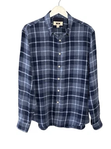 Joseph Abboud 100% linen blue plaid long sleeve shirt - L - Picture 1 of 7