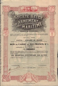 Belgium: Societe Belge d'Armement Maritime Antwerp 1919 - Picture 1 of 1