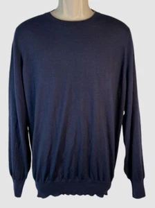 Brunello Cucinelli Men's Blue Wool Cashmere Elbow-Patch Sweater Size 54 - Picture 1 of 4