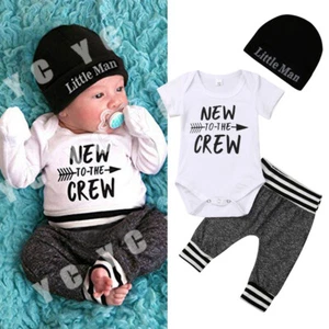 Newborn Baby Boy Girl Bodysuit Jumpsuit Outfits Infant Tops & Romper Clothes Set - Picture 1 of 8