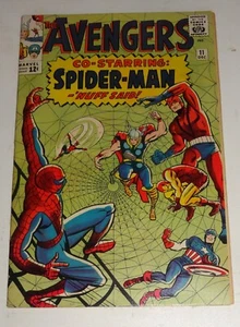 AVENGERS #11 SPIDER-MAN CROSSOVER 7.0 NICE 2ND KANG 1963 - Picture 1 of 3