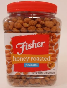 Fisher Honey Roasted Peanuts 36 Oz High Protien Nut Snack 2lb 4oz - Picture 1 of 7