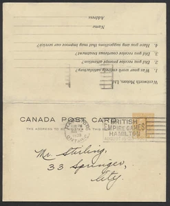 1930 GeoV Admiral 1c + 1/2c Reply PSC Wentworh Motors Ford Dealer Hamilton Slogn - Picture 1 of 4