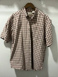 Camisa con botones de manga corta LL Bean para hombre XL alta roja a cuadros - Imagen 1 de 6