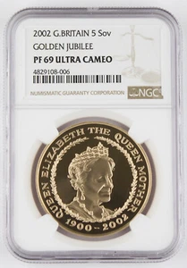 Great Britain 2002 5 Pound 1.177 Oz AGW Gold Proof Coin Queen Mother NGC PF69 - Picture 1 of 4