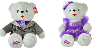 20" LARGE 2024 CHRISTMAS TEDDY BEAR White Purple BOY and GIRL Set **MORE AVAIL** - Picture 1 of 9