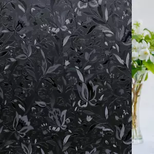 Total Blackout Window Film Etched Tulip Flower Black Privacy Window Film 90% Lig - Picture 1 of 7