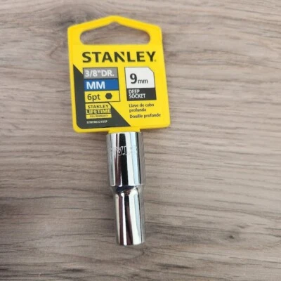 Stanley 3/8" Drive MM 6 Point 9mm Deep Well Socket Lifetime Warranty - Image 1 of 2
