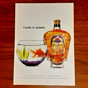 CROWN ROYAL PRINT AD MAGAZINE ADVERTISEMENT GOLDFISH CRUELTY TO ANIMALS - Imagen 1 de 4