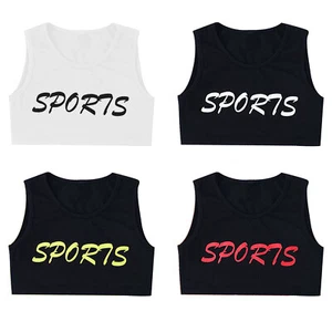 Kids Girls Crop Top Vest Dance Gym Yoga Camisole Bra Sports  Dancewear Workout - Picture 1 of 26