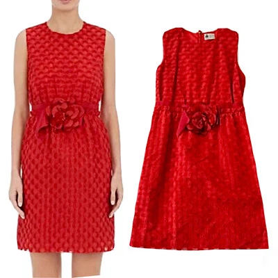 LANVIN⚡2015 sheer textured frayed floral bow detail sleeveless dress size 38 FR - Image 1 of 4